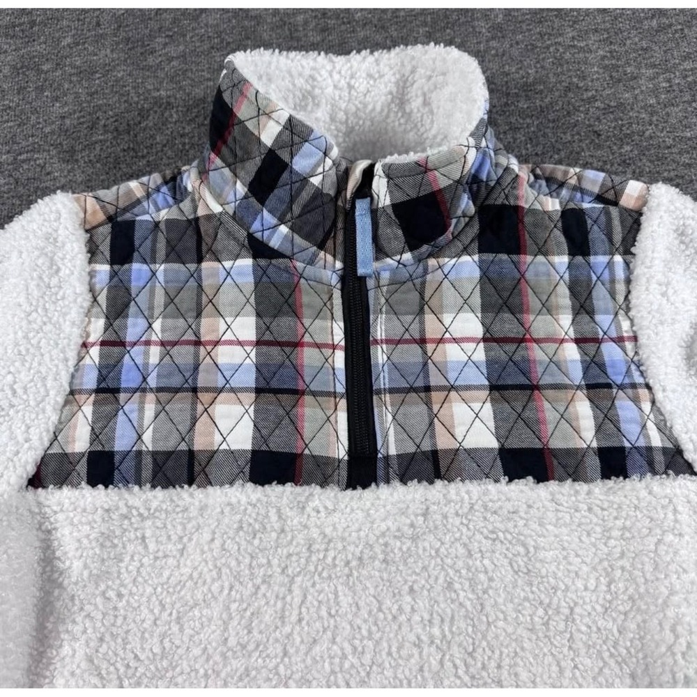 Vera Bradley Womens White Sherpa Fleece Plaid Quilted Half Zip Pullover Small - Picture 4 of 8